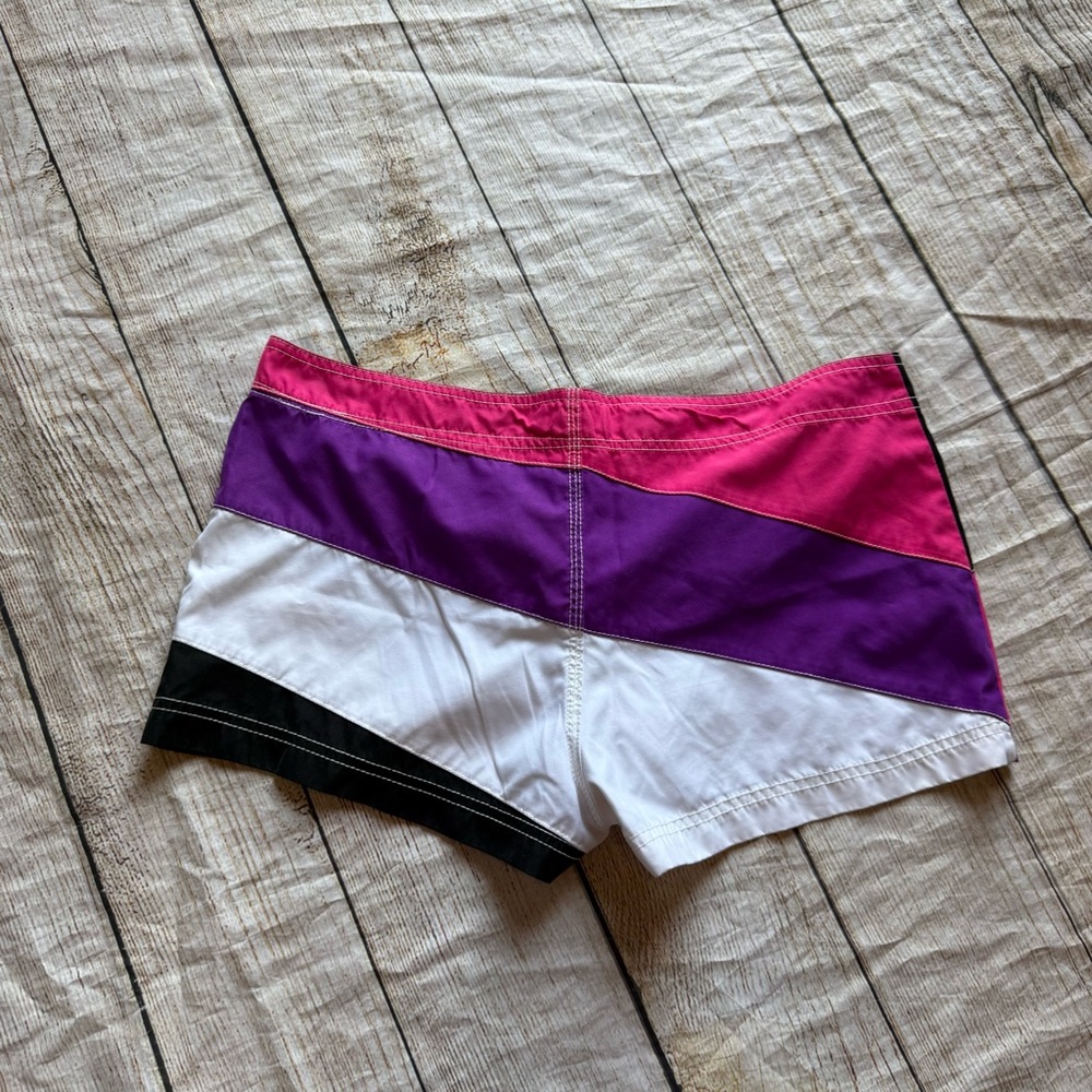 OP Ocean Pacific Rainbow Colorful Patchwork Short Board Shorts Juniors L 11/13 - Picture 9 of 15